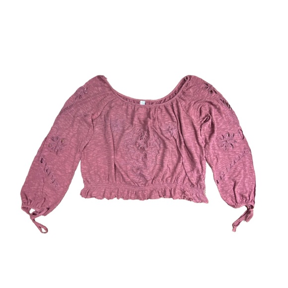 FREE PEOPLE Jewel Eyelet Peasant Long Sleeve Top - Picture 4 of 11